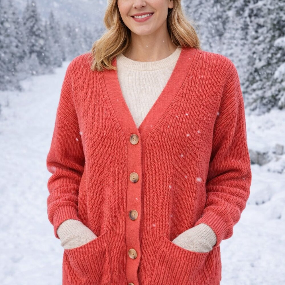 Loft Women's Button Down Pink Sweater S